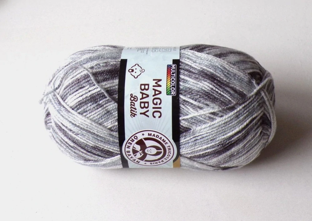 Pletací příze Magic Baby 405 bílošedočerná