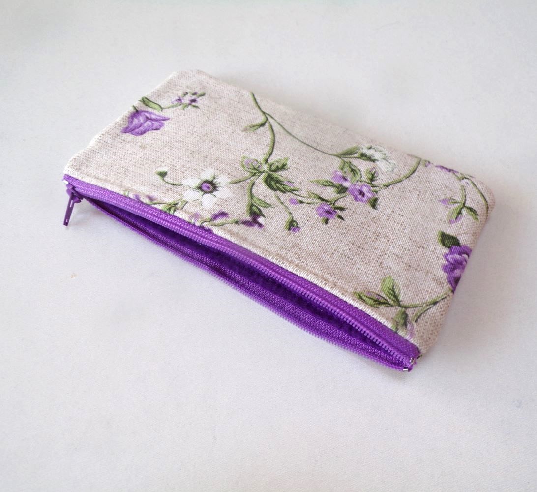 Taštička / pouzdro - popínavé růže lila 19 x 10 cm