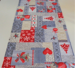 Vánoční ubrus - běhoun 78 x 38 cm - šedý patchwork