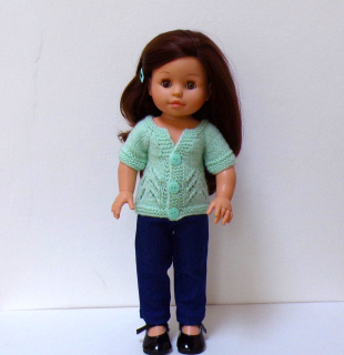 Svetřík v barvě mint a kalhoty na panenku Paola Reina 43 cm