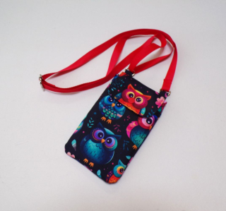Kabelka na mobil crossbody - sovičky