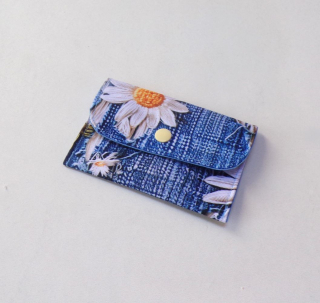 Pouzdro / kapsička na karty - slunečnice na jeans 12 x 9 cm