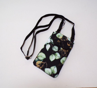 Kabelka na mobil crossbody - eukalyptus na černé