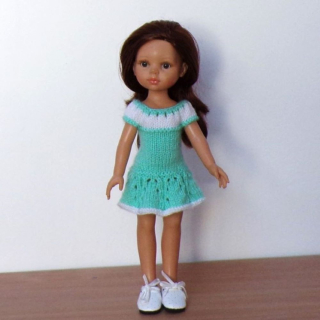 Tyrkysové šaty na panenku Paola Reina 32 cm