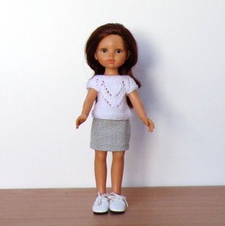 Bílý svetřík a sukně na panenku Paola Reina 32 cm