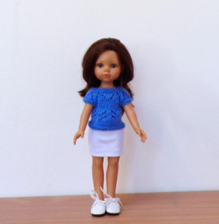 Modrý svetřík a sukně na panenku Paola Reina 32 cm