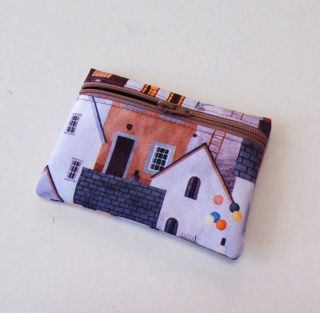 Pouzdro / kapsička na karty - domečky 13 x 9 cm