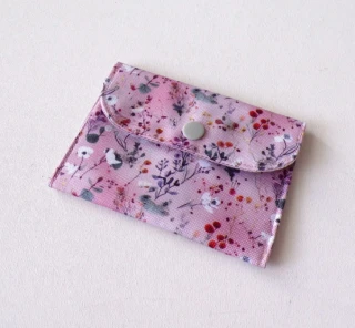 Pouzdro / kapsička na karty - starorůžová s kvítky 12 x 9 cm